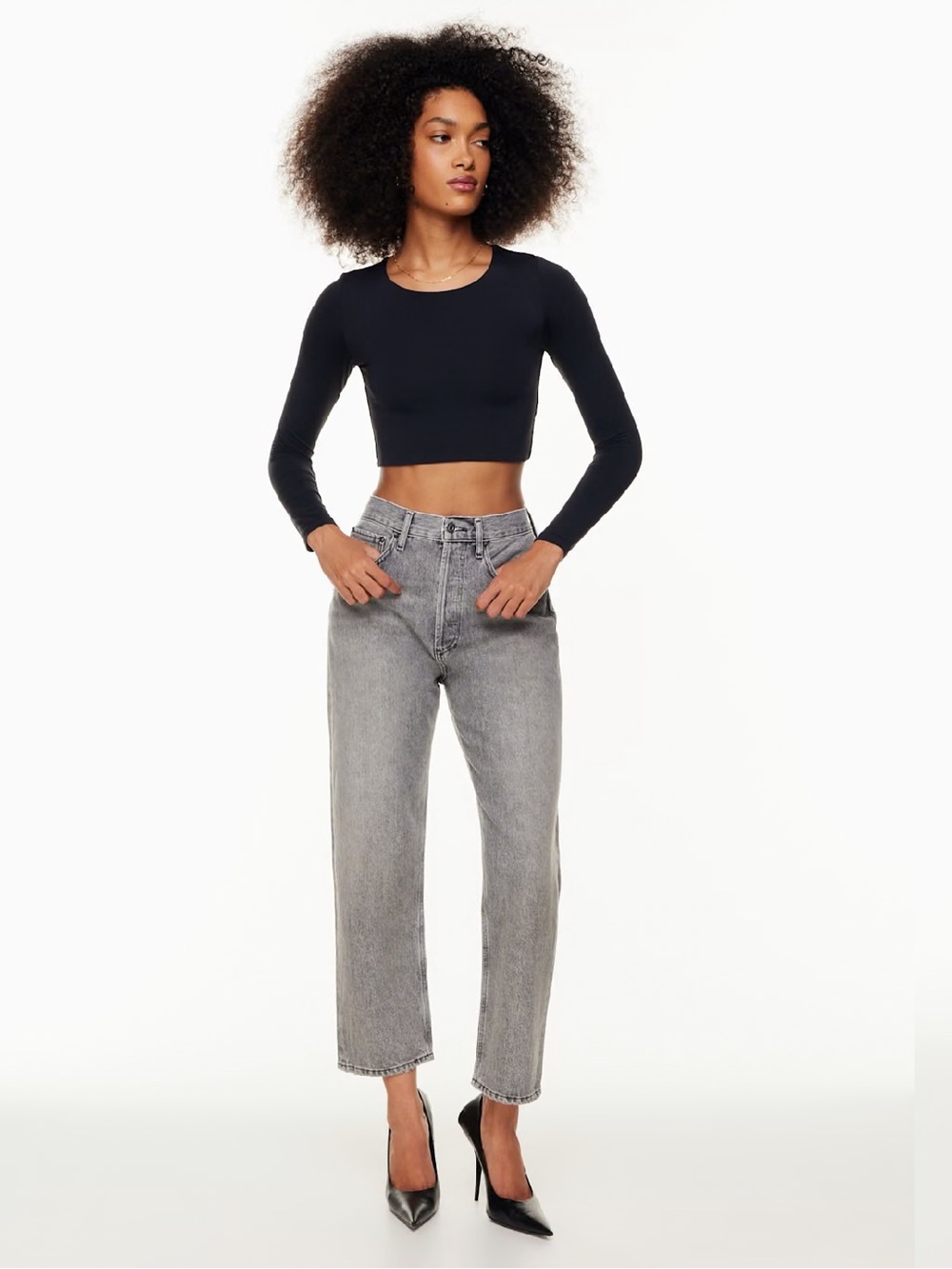 Agolde 90s High-Rise Straight Gray Jeans